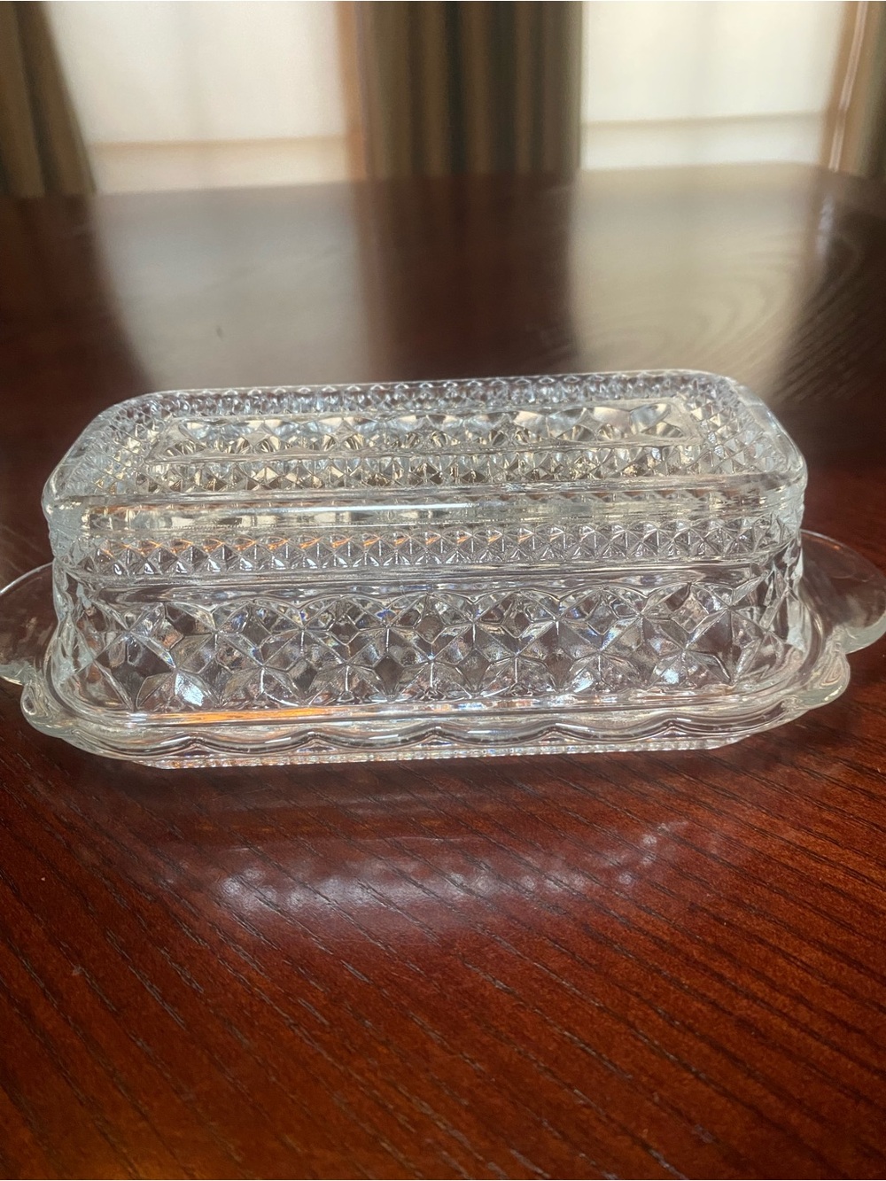 Anchor Hocking Wexford covered butter dish- Classic Diamond Cut